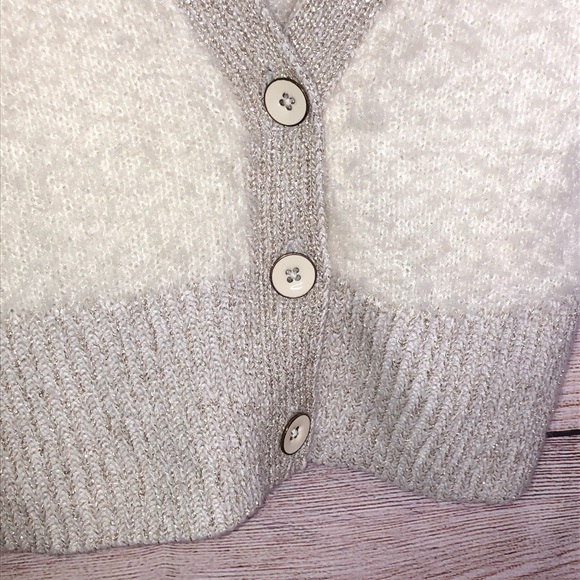 Decree Soft Fuzzy Button Front Metalic Sweater - Picture 2 of 4